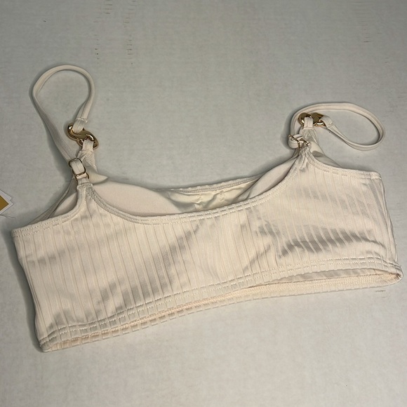 MICHAEL MICHAEL KORS RIBBED CREAM/BEIGE BIKINI MEDIUM - Picture 4 of 16